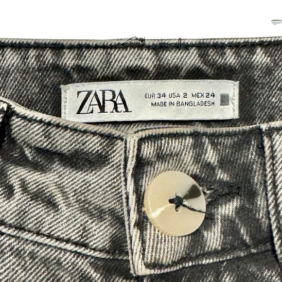 Zara Faded Black Wide Leg High Waist 100% Cotton Denim Jeans size 2 - Picture 8 of 9